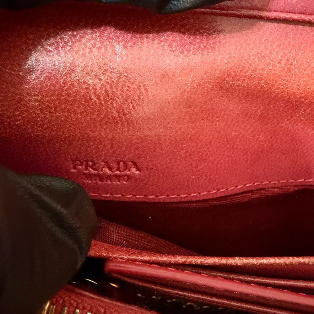 Prada Madras Intrecciato Rosso Long Wallet w/ Removable ID Card Holder (A194) - Picture 9 of 12